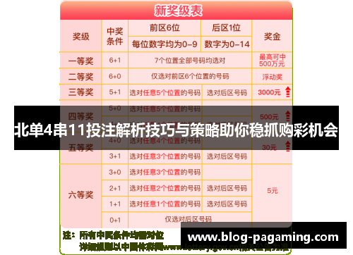 北单4串11投注解析技巧与策略助你稳抓购彩机会