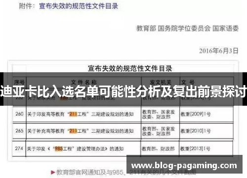 迪亚卡比入选名单可能性分析及复出前景探讨